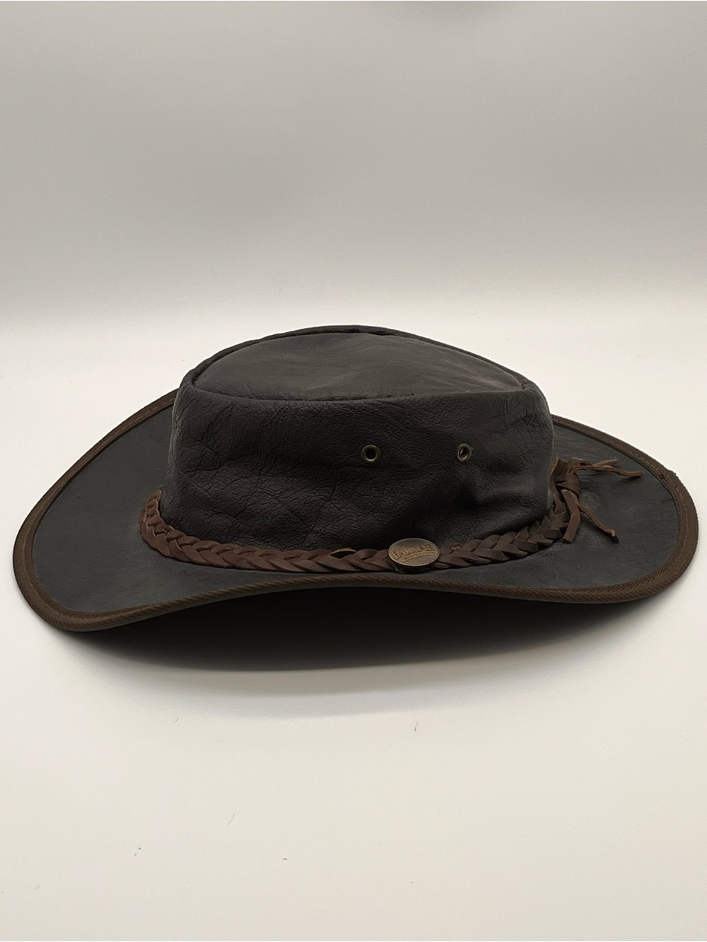 Barmah Sundowner Kangaroo Leather Squashy Hat XXL Foldable Headband Logo Metal